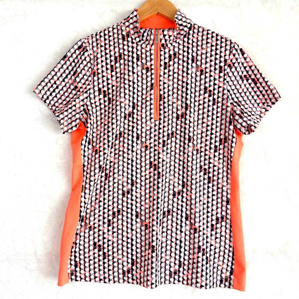 TAIL White Label Geometric Mesh Panel Golf Tennis 1/4 Zip Mock Top Womens S